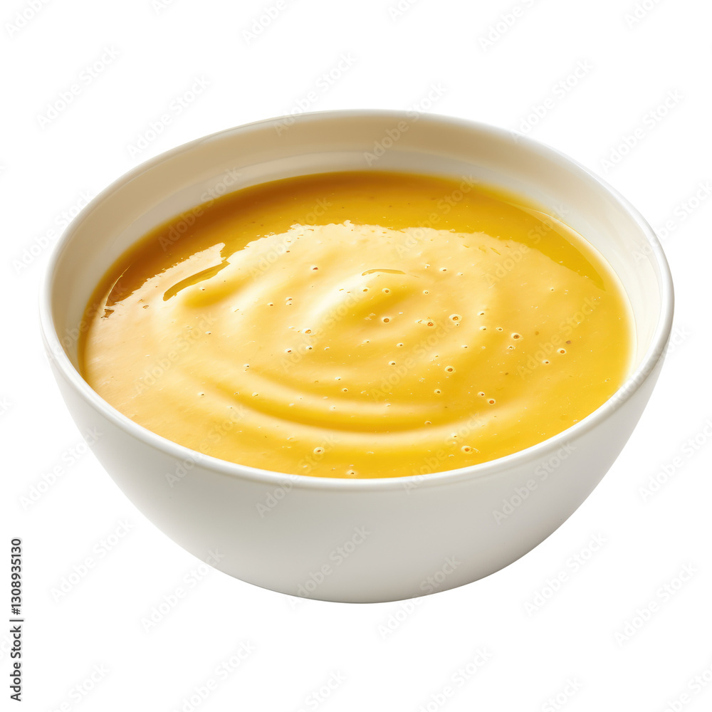 Mustard sauce in bowl isolated on transparent white background, clipping path Mustard sauce in bowl isolated on transparent white background, clipping path