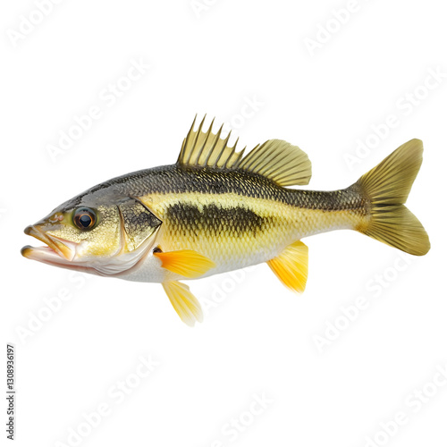 Freshly Caught Yellow Perch Isolated on a White Background: A Vibrant, Crisp Display of Quality Fish Ready for Culinary Delights