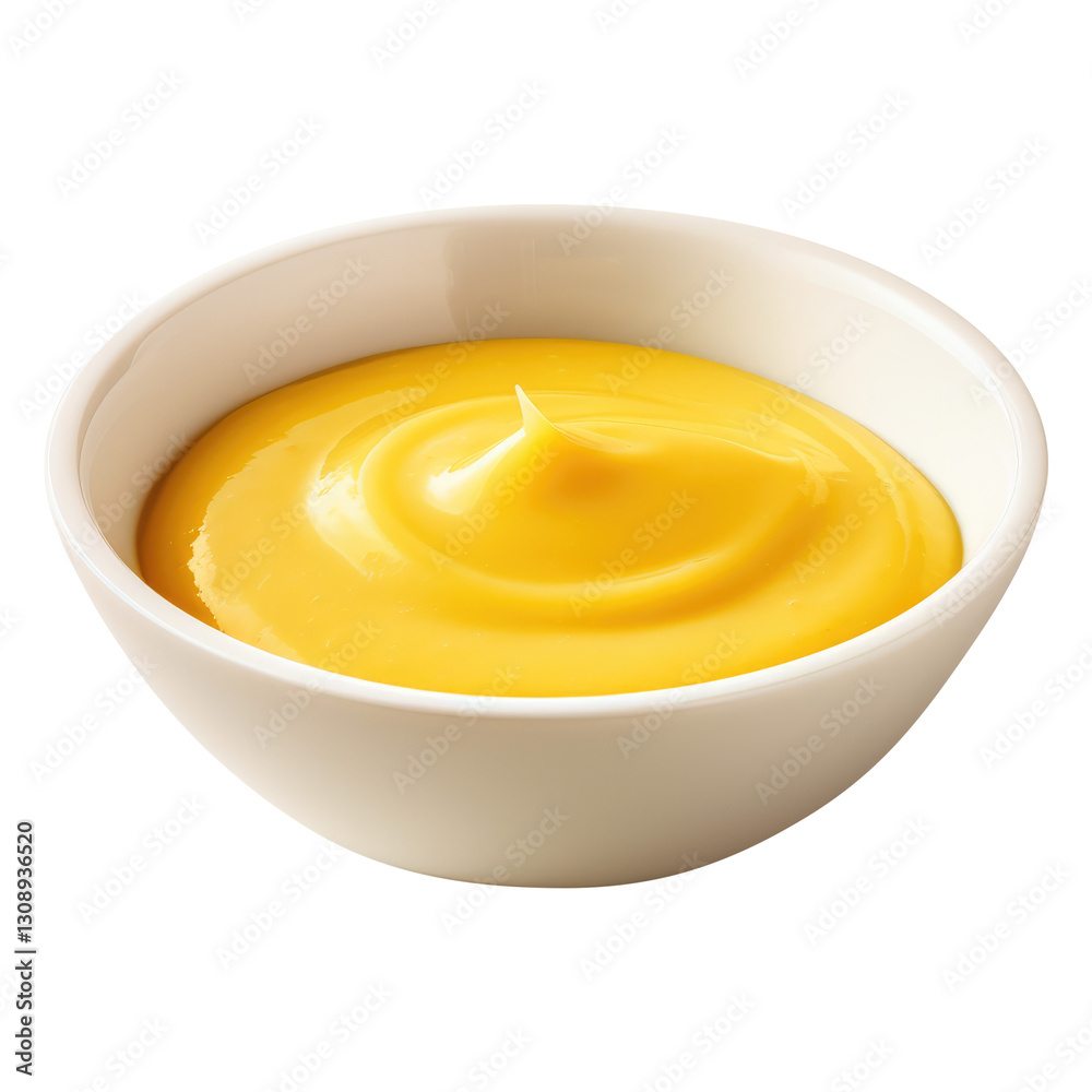 Mustard sauce in bowl isolated on transparent white background, clipping path Mustard sauce in bowl isolated on transparent white background, clipping path