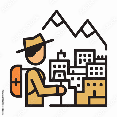 Urban explorer in the mountains, solo travel and city discovery