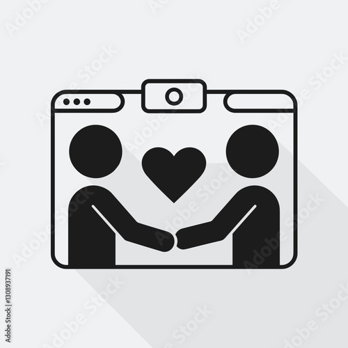 Online dating and virtual relationships, digital love connection icon photo