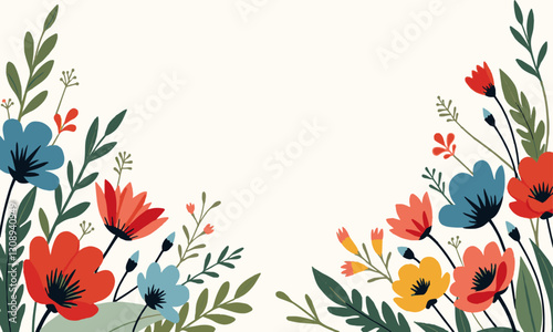 A modern vector-style floral illustration featuring abstract, easily editable.