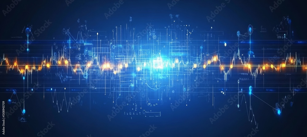 Financial Data Visualization Abstract Stock Market Analysis with Neon Blue Chart and Fluctuations Financial Data Visualization Abstract Stock Market Analysis with Neon Blue Chart and Fluctuations