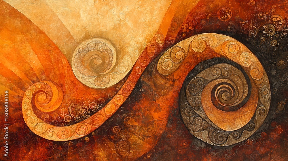 Warm orange and brown swirls, abstract fluid design with earthy tones Warm orange and brown swirls, abstract fluid design with earthy tones