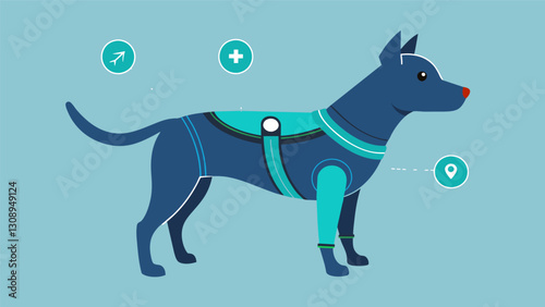 Keep your pets posture in check with this smart harness that not only provides a comfortable fit but also tracks their movements and gives you. Vector illustration