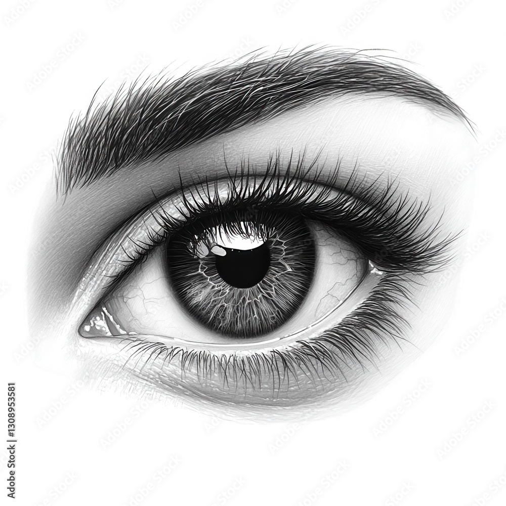 Black-and-white sketch-style eye isolated on white background.PNG Black-and-white sketch-style eye isolated on white background.PNG