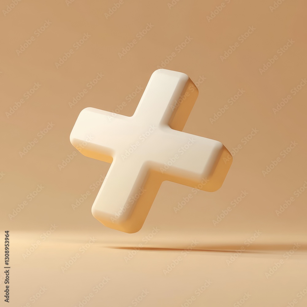 Obraz premium A 3d render three dimensional white cross floating against a neutral background