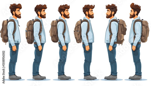 Backpacker Poses Profile Views