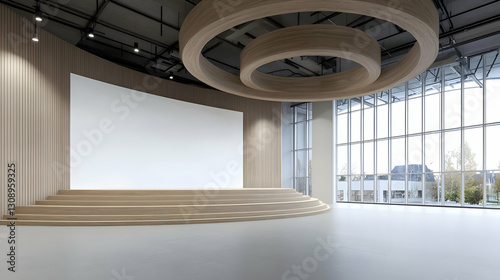 Modern Conference Stage with Minimalist Design and Natural Light