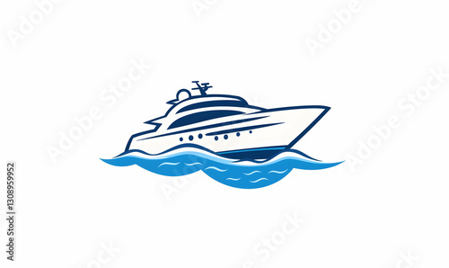 Elegant Yacht Sailing Over Blue Waves in a Clear Sky