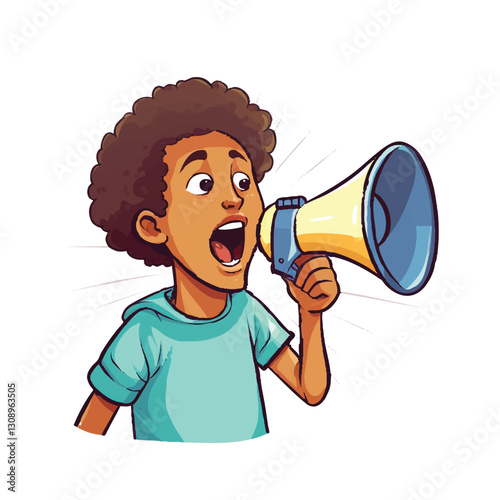 child boy with megaphone
