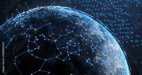 Image of network of connections over globe
