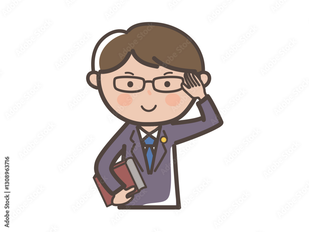 敬礼をする男性弁護士の上半身イラスト 敬礼をする男性弁護士の上半身イラスト