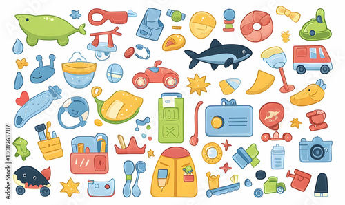 Colorful Collection of Fun Toys and Playful Objects for Kids
