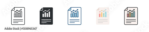 Business Report Icon Set Multiple Style Collection