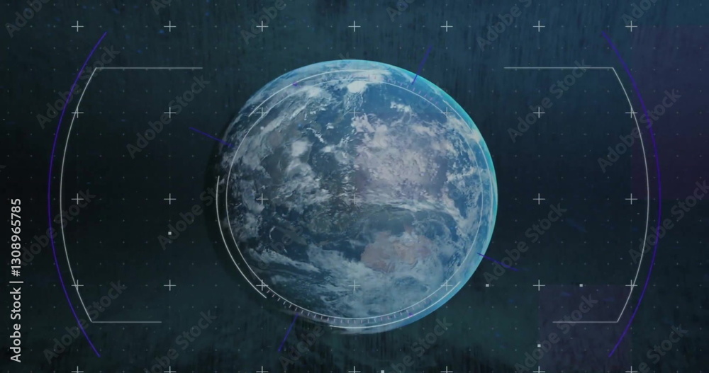 Naklejka premium Image of scope scanning over spinning globe