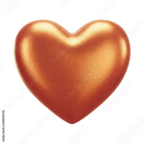 3d stereoscopic metal leather brown orange glossy heart transparentbackground icon