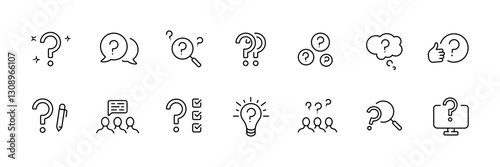 Business and teamwork icons set, linear style - vector collection of flat symbol designs.