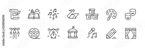 Flat linear icons set of gender symbols and restroom signs in vector design.