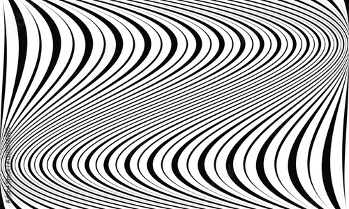 abstract trendy black thin and thick flowing wave line pattern perfect for background.
