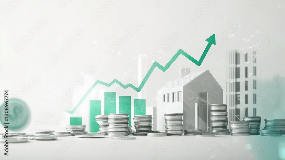 custom made wallpaper toronto digitalGrowing real estate investment, coins, graph