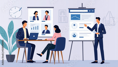 People Engaging in Online Conference Call for Remote Work Collaboration