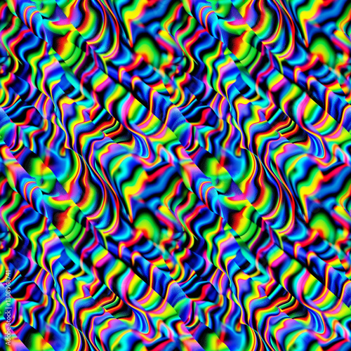 Wavy psychedelic seamless pattern with rainbow colors.
