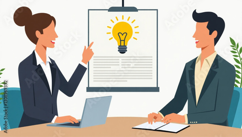 Woman Entrepreneur Pitching Startup Idea to Potential Investors in Meeting
