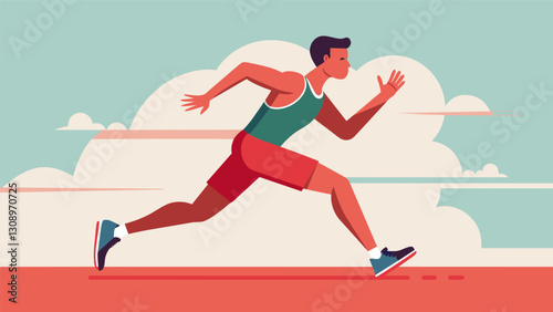 The finish line looms ahead and the runner gives it their all in a final burst of speed crossing the virtual threshold and earning a sense of. Vector illustration