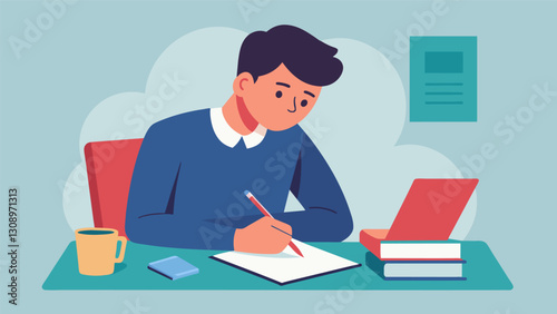 As the meeting progressed the student took diligent notes determined to fully grasp the loan terms and make an informed decision.. Vector illustration