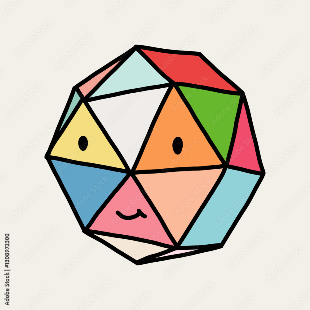 Playful Smiling Geometric Shape Illustration