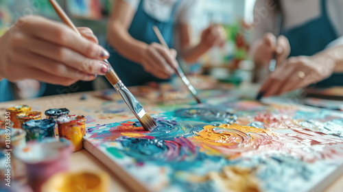 Elderly art therapy class at studio