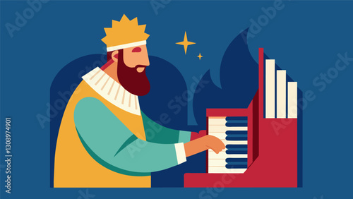 The church organists skillful playing of The First Noel serves as a poignant reminder of the true reason for the season honoring the birth of Jesus. Vector illustration