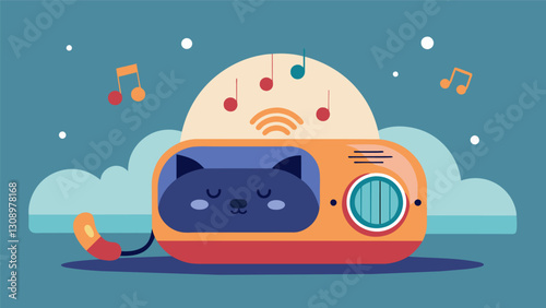 This sound machine uses natural nonlooping sounds to create a comforting atmosphere and promote relaxation and calmness for anxious pets.. Vector illustration