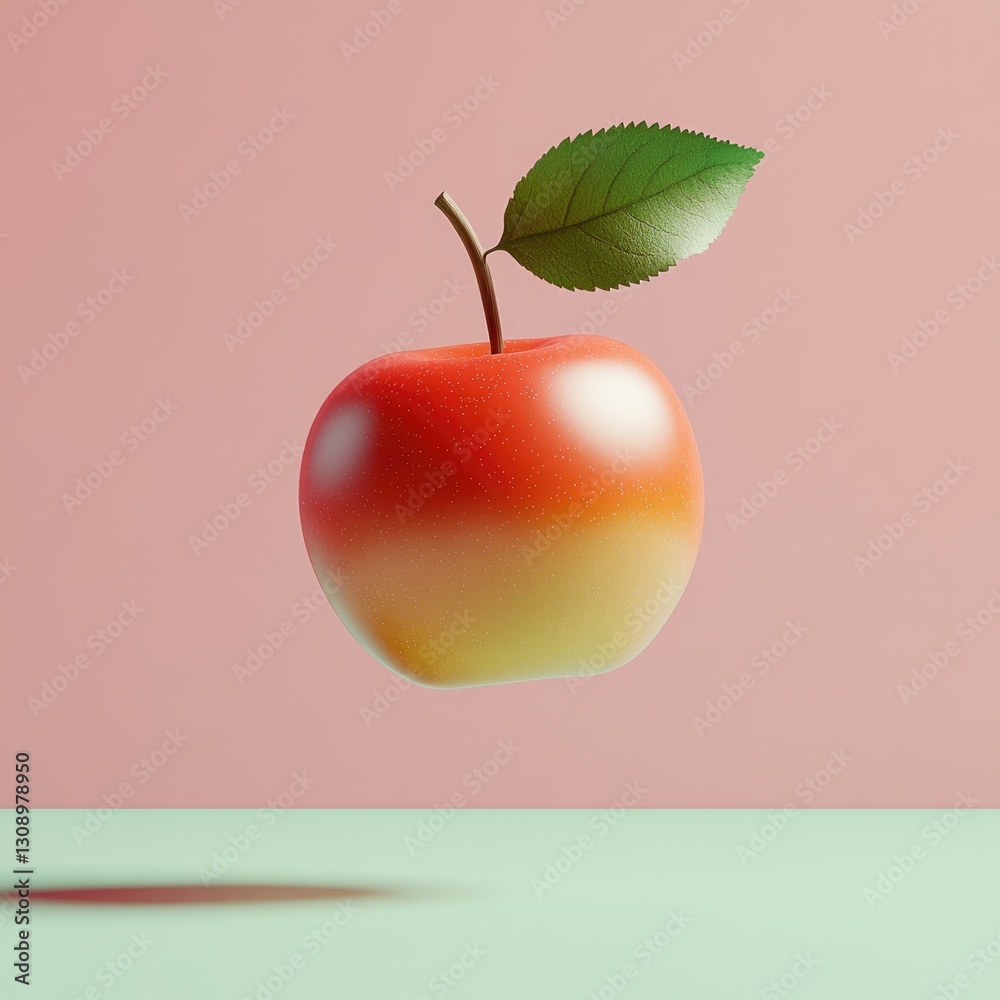 Obraz premium A vibrant and isolated apple is floating in mid air