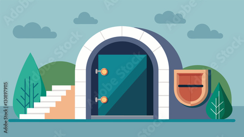 Its secure tunnel design and tamperproof construction make this pet door impervious to unwanted intruders.. Vector illustration