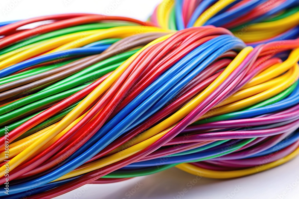 Close-up Colored Wires on White Background - High Definition Close-up Colored Wires on White Background - High Definition