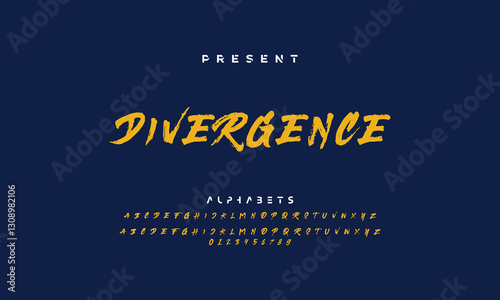 vector brush style font, alphabet, typeface
