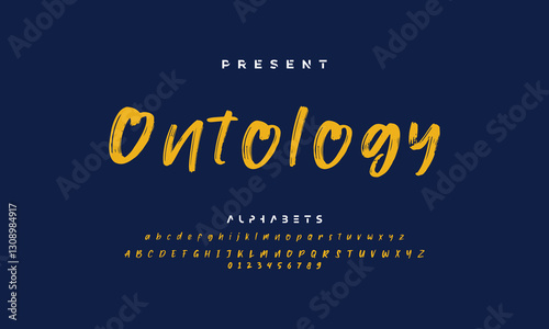 vector brush style font, alphabet, typeface