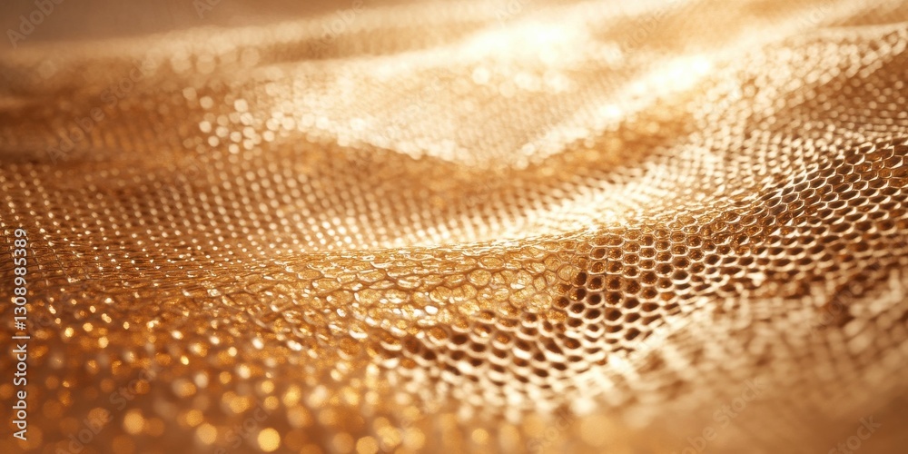 Golden mesh texture with abstract design featuring shimmering light and shadows Golden mesh texture with abstract design featuring shimmering light and shadows
