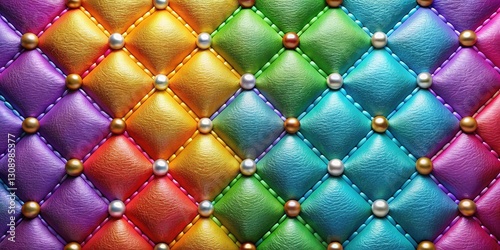 Luxurious Diamond Quilted Leather Texture Pearl Inlay Background