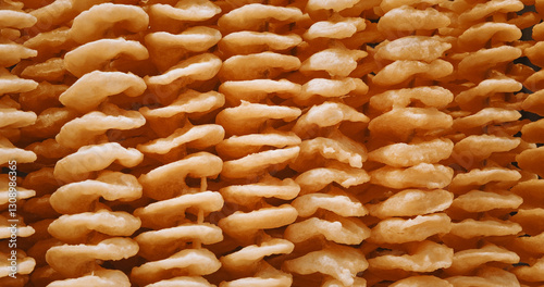 Obraz na płótnie Chengdu, Sichuan, China. Fried Spiral Potato Chips, Curly Fries On Stick. Spiral Chips. Beer Snack. Asian Street Food. Asian Cuisine. Popular Street Snacks. Gastronomic Tourism w salonie