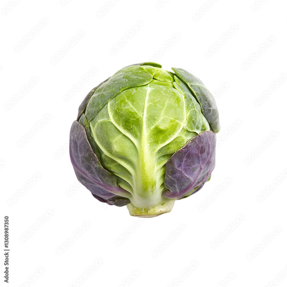 Obraz premium Crisp purple brussels sprout isolated on white background food photography minimalist style close-up fresh produce