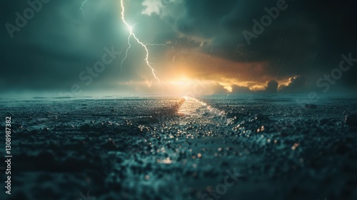 The abstract storm is a captivating sight. Lightning and rain add to the dramatic atmosphere.