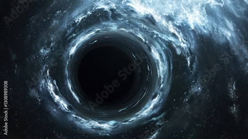 Abstract black hole with a supernova explosion nearby, Black hole abstract in the universe with a dark nebula.