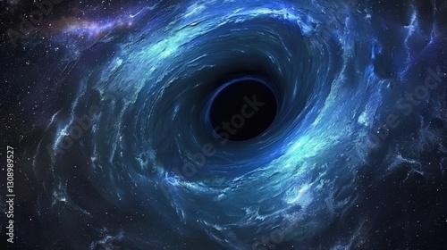 Abstract black hole with a supernova explosion nearby, Black hole abstract in the universe with a dark nebula.