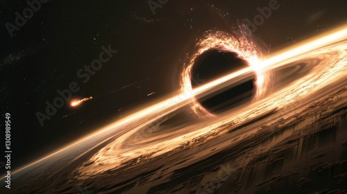 Abstract black hole with a swirling nebula and stars, Black hole abstract in the universe with a supernova explosion.