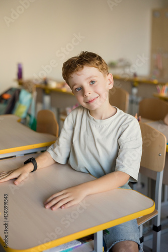 Caucasian boy in classroom