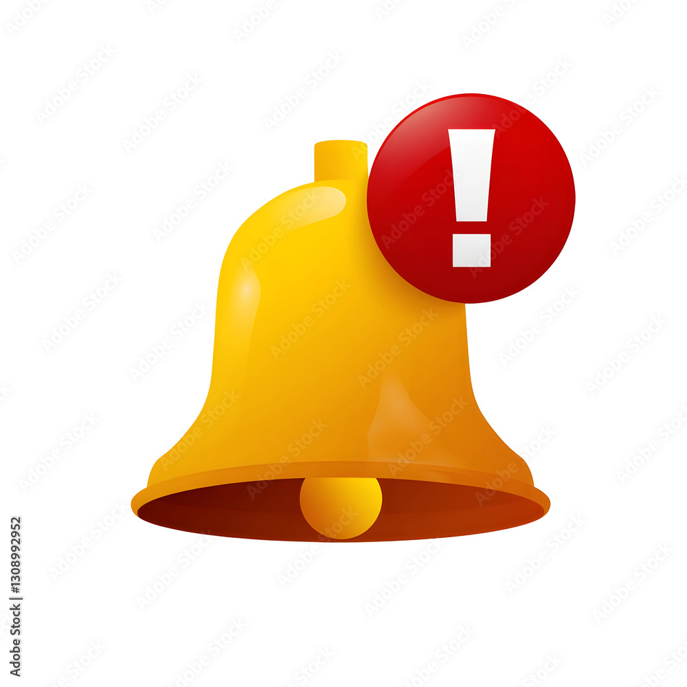 Alerting Symbol: A close-up illustration of a gold bell and a red notification icon, symbolizing important information or warning, crafted in a modern, clean graphic style. Alerting Symbol: A close-up illustration of a gold bell and a red notification icon, symbolizing important information or warning, crafted in a modern, clean graphic style.
