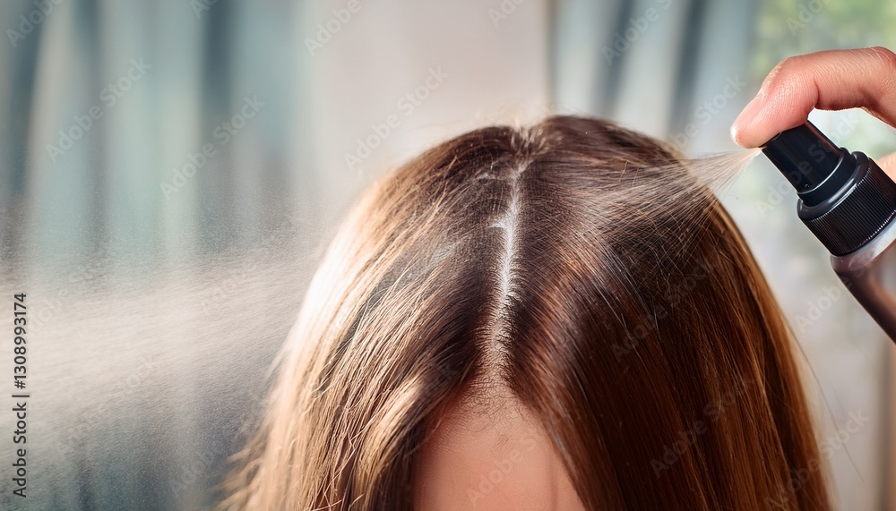 Fototapeta premium Woman's hair spray application